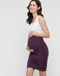 Ruched Maternity Skirt - Plum
