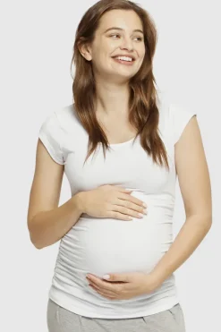 Ruched Maternity Tee - White