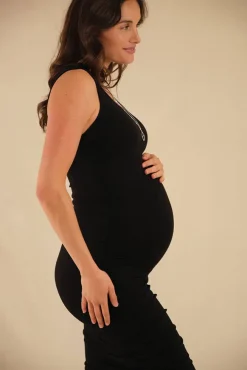 Ruched Tank Maternity Dress - Black