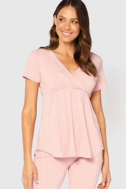 Short Sleeve Cross Front PJ Top - Rose