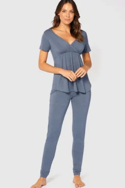 Short Sleeve Cross Front PJ Top - Twilight