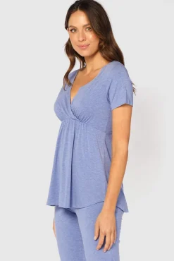 Short Sleeve Cross Front PJ Top - Lavender