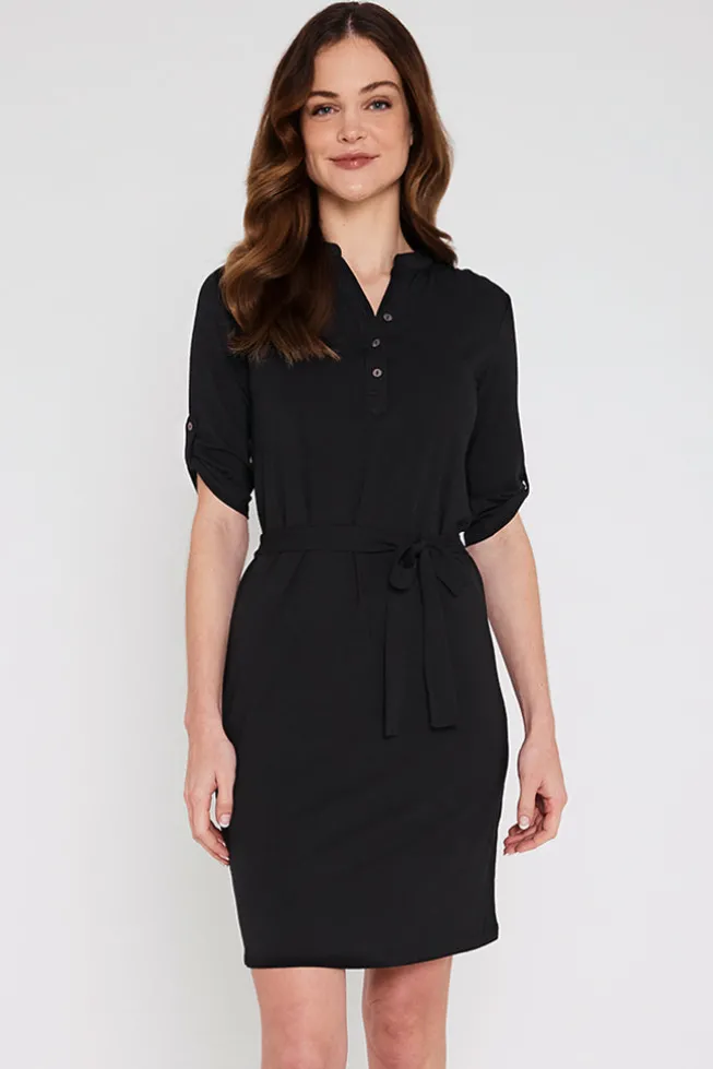 Tab Sleeve Dress- Black