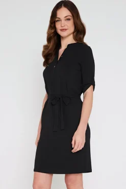 Tab Sleeve Dress- Black