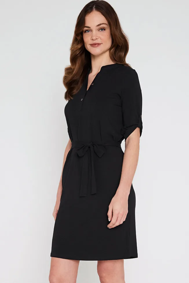 Tab Sleeve Dress- Black