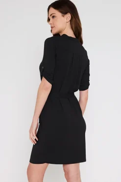 Tab Sleeve Dress- Black