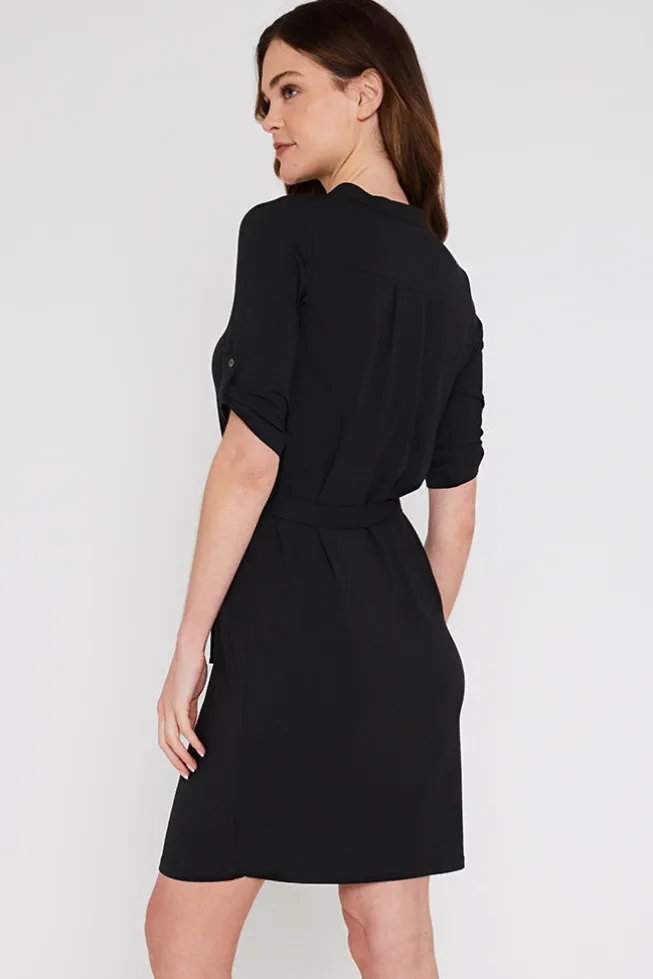 Tab Sleeve Dress- Black
