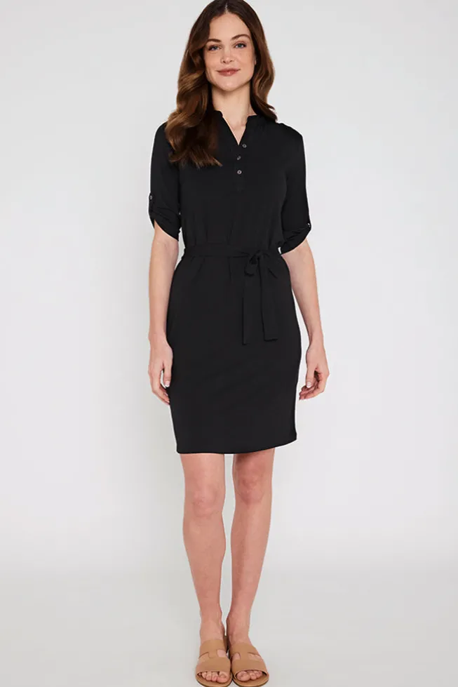 Tab Sleeve Dress- Black