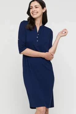 Tab Sleeve Dress- Navy
