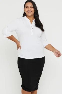 Tab Sleeve Top - White