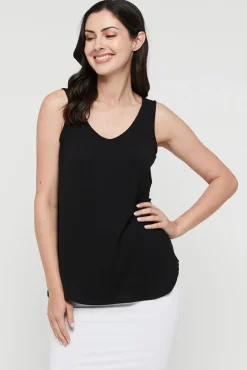V Neck Singlet - Black