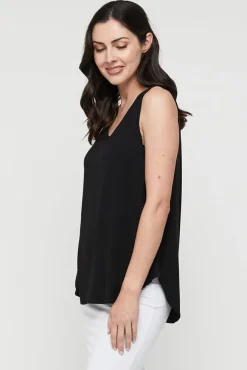 V Neck Singlet - Black