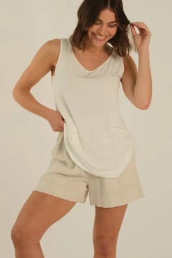 V Neck Singlet - Ivory