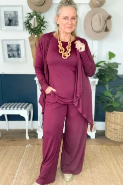 Waterfall Cardigan - Burgundy