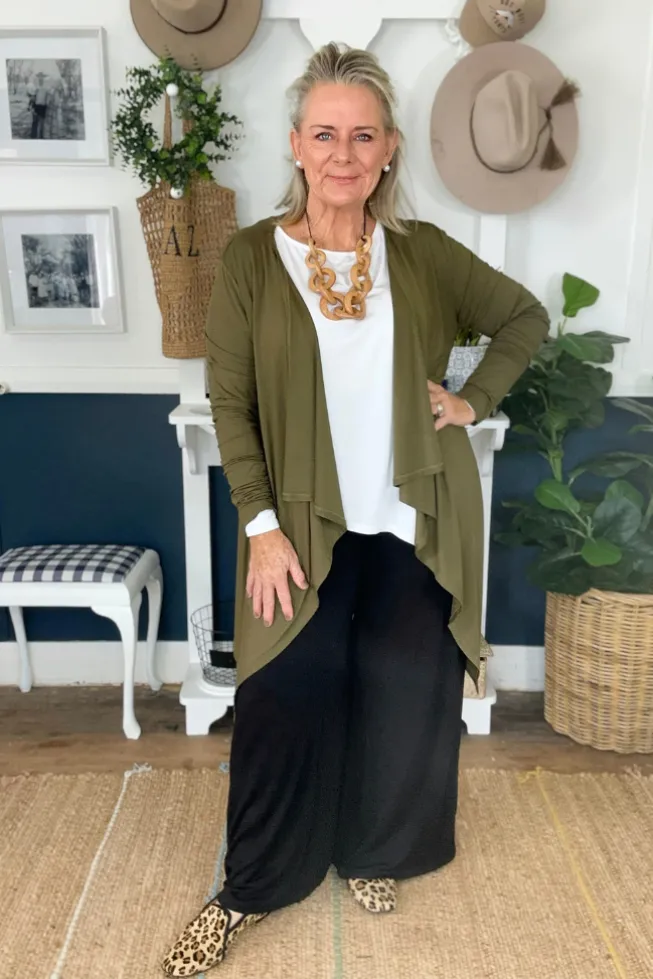 Waterfall Cardigan - Dark Olive