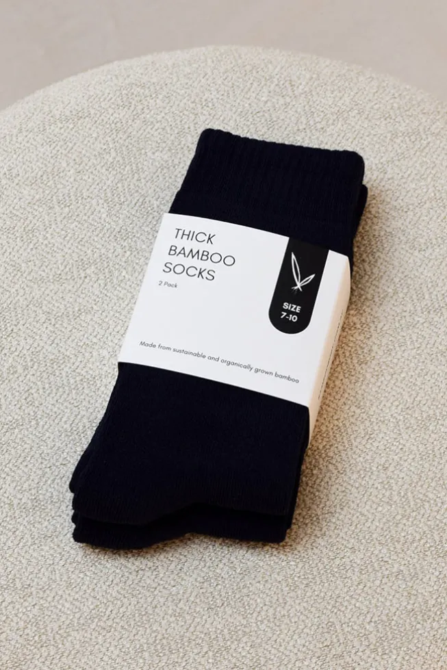Women's Thick Bamboo Socks 2 Pack - Black