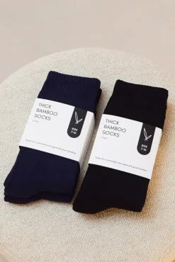 Women's Thick Bamboo Socks 2 Pack - Black
