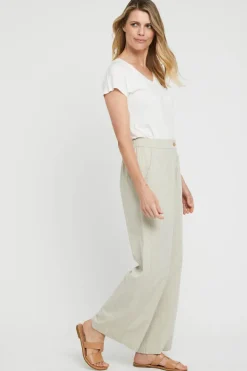 Woven Wide Leg Pant - Organic Pinstripe